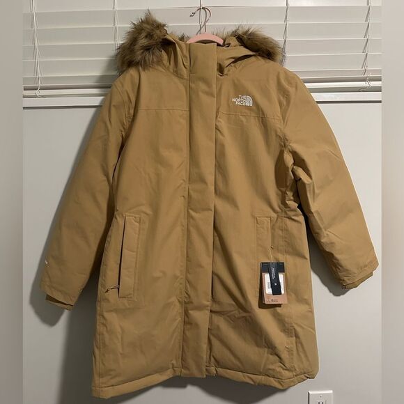 The North Face Arctic Parka Coat Down Antelope Tan Brown 2X Fur Hood Winter - Picture 2 of 11
